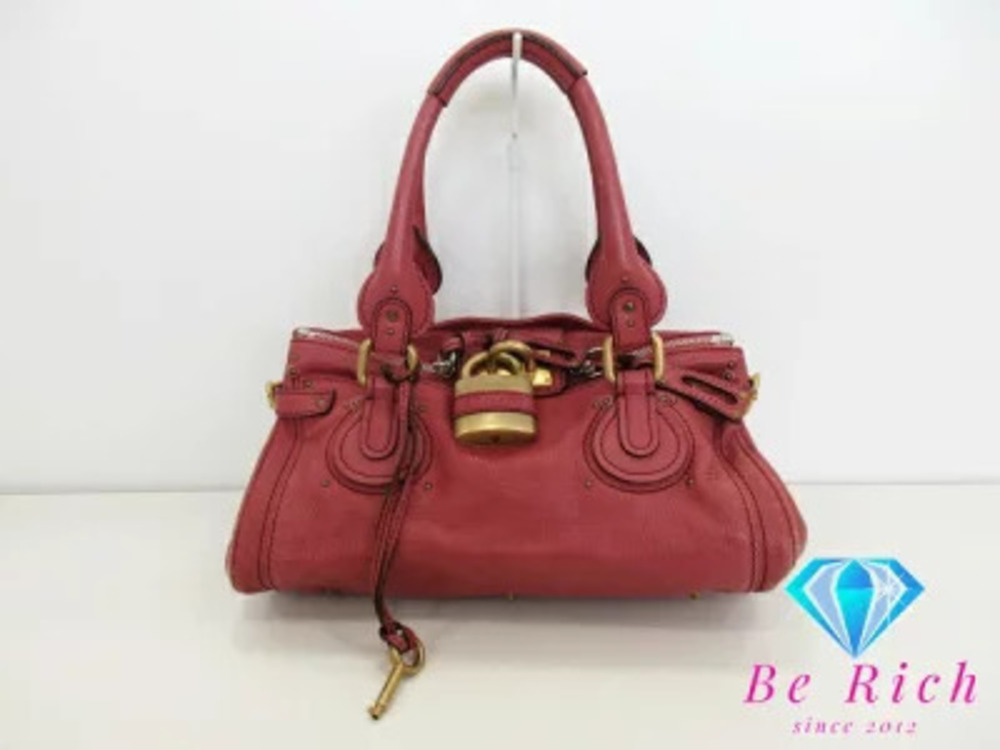Chloe Paddington Pink Leather Handbag Shoulder Bag Padlock Editors Boston